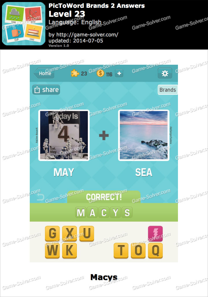 PicToWord Brands 2 Level 23 - Game Solver PicToWord Brands 2 Level 23 - Game Solver