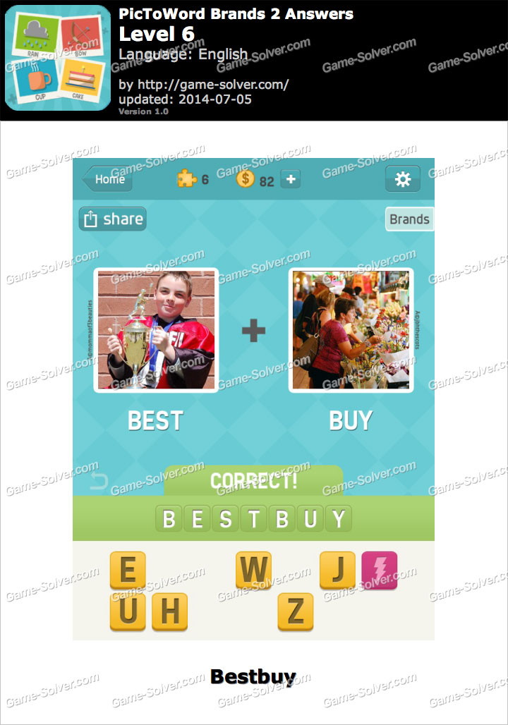 PicToWord Brands 2 Level 6 - Game Solver