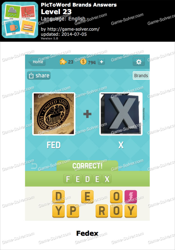 PicToWord Brands Level 23 - Game Solver PicToWord Brands Level 23 - Game Solver