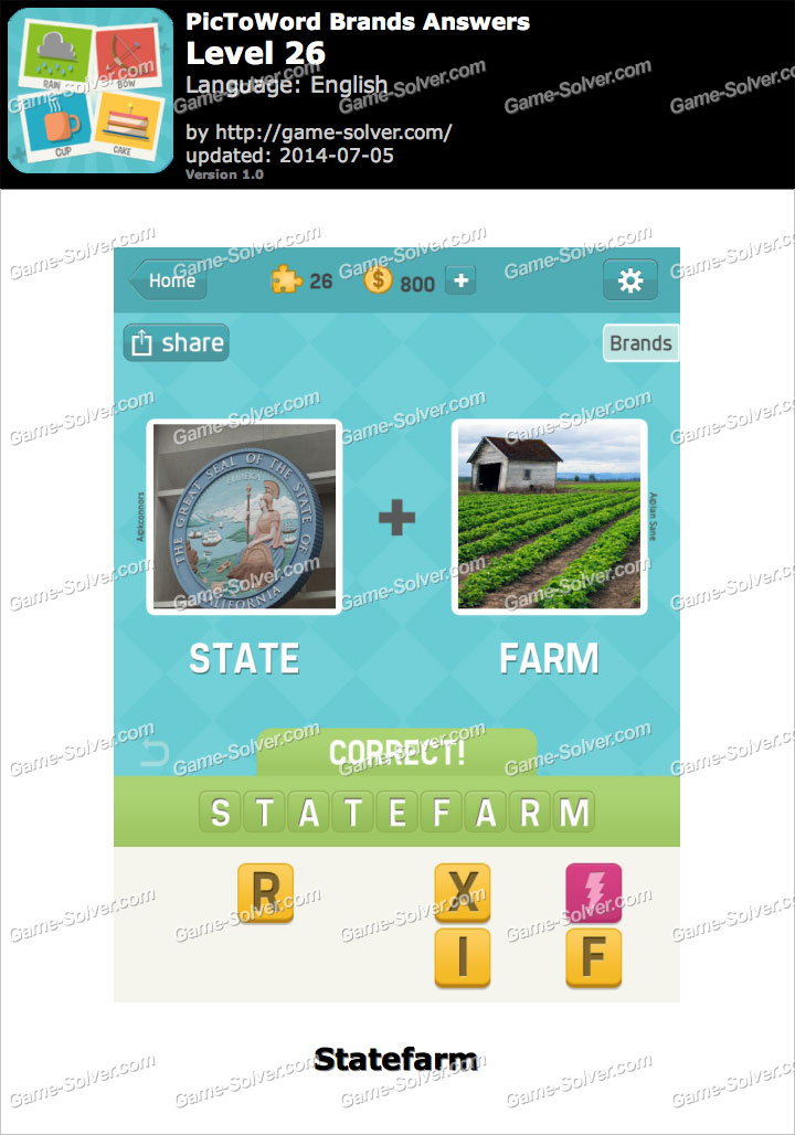 PicToWord Brands Level 26 - Game Solver