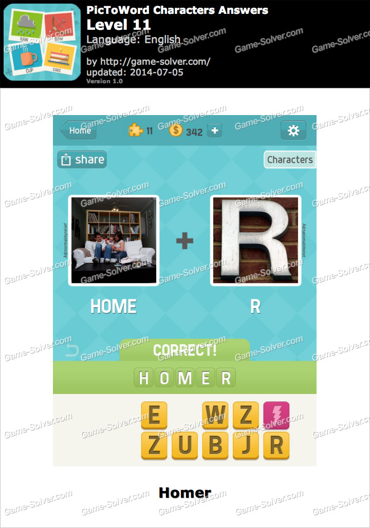 PicToWord Characters Level 11 - Game Solver