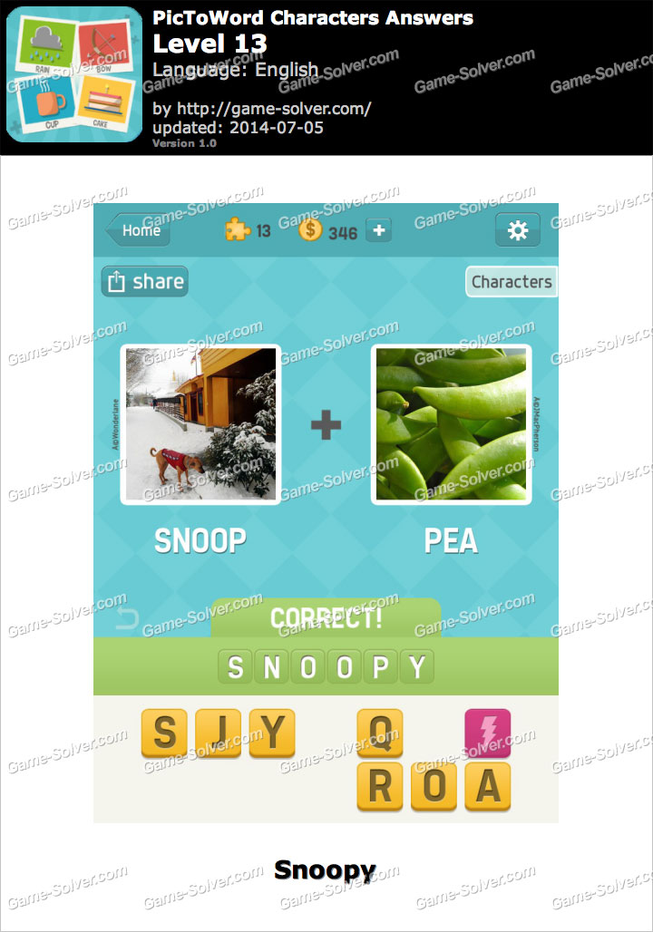 PicToWord Characters Level 13 - Game Solver