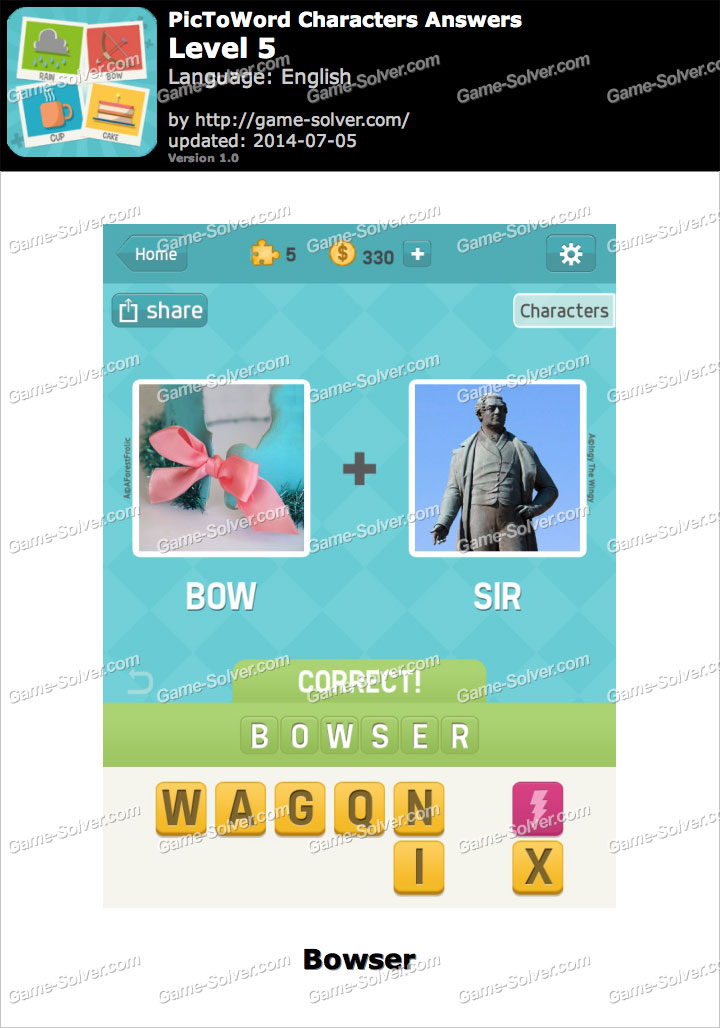 PicToWord Characters Level 5 - Game Solver PicToWord Characters Level 5 - Game Solver
