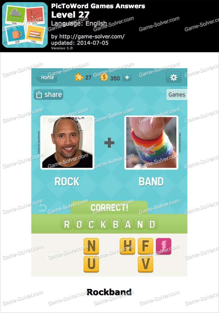 PicToWord Games Level 27 - Game Solver