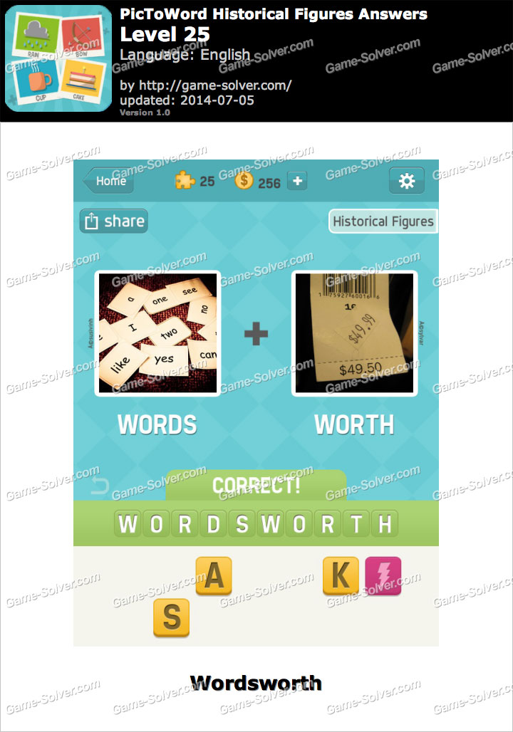 PicToWord Historical Figures Level 25 - Game Solver PicToWord Historical Figures Level 25 - Game Solver