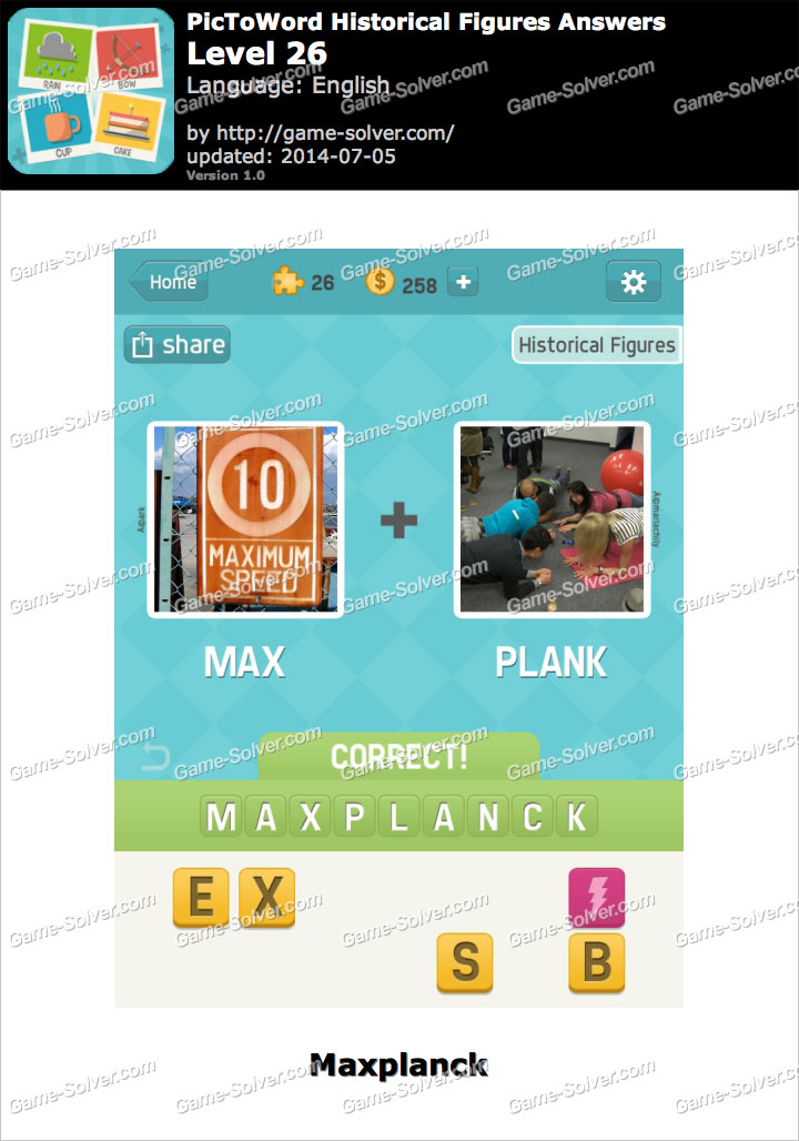 PicToWord Historical Figures Level 26 - Game Solver