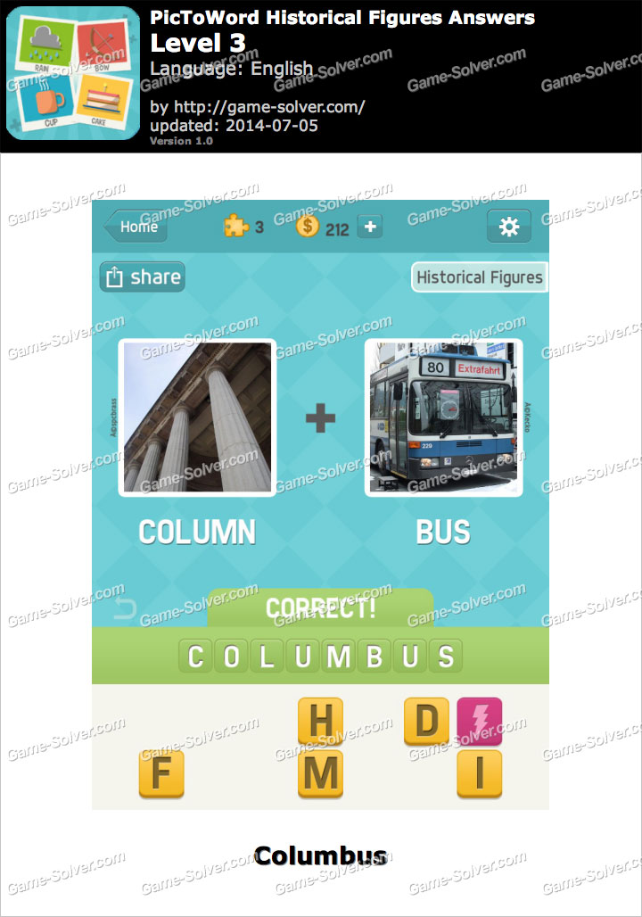 PicToWord Historical Figures Level 3 - Game Solver