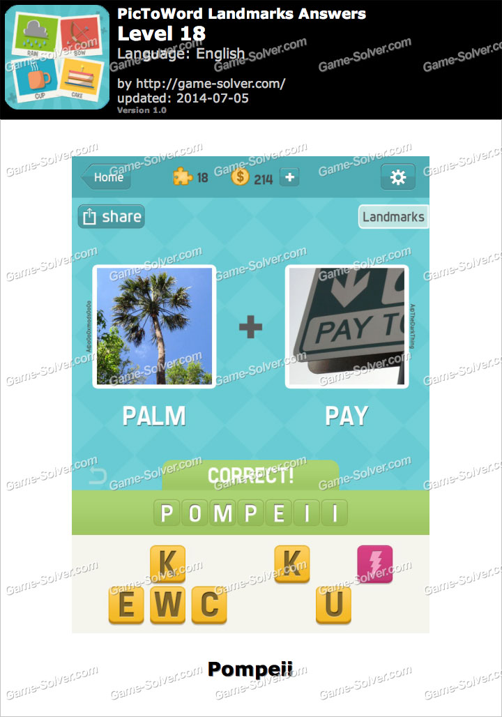 PicToWord Landmarks Level 18 - Game Solver PicToWord Landmarks Level 18 - Game Solver