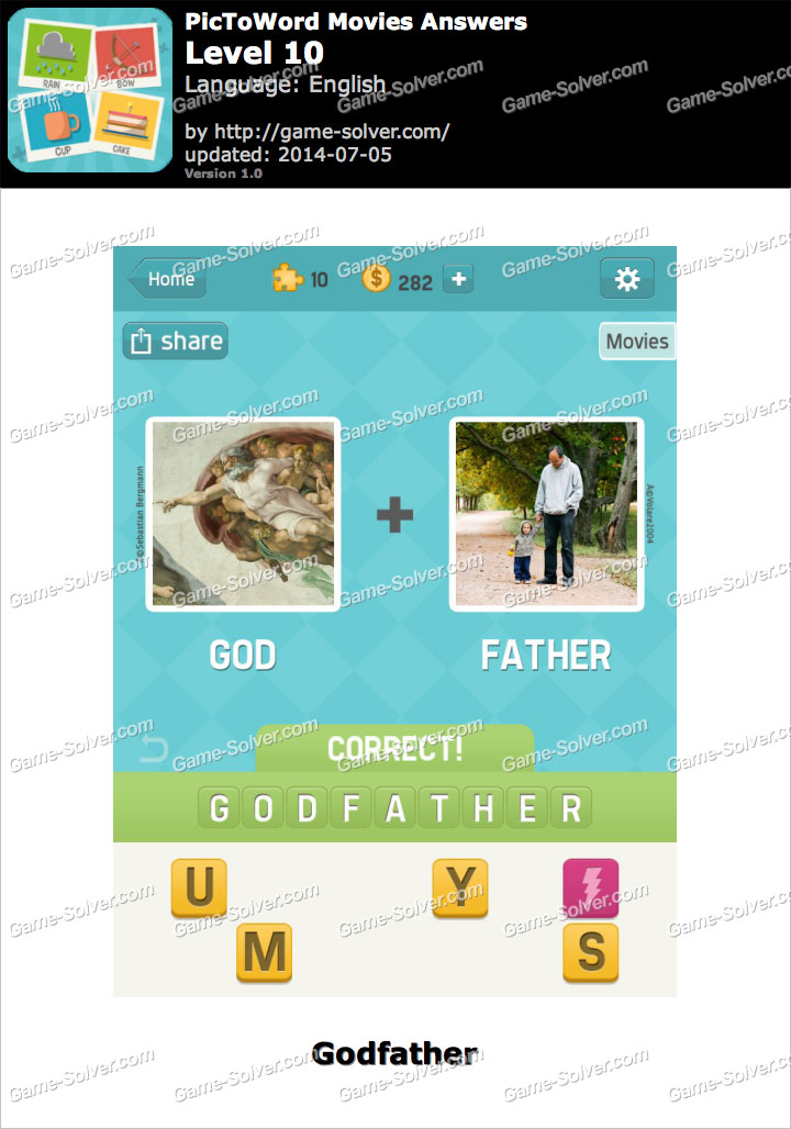 PicToWord Movies Level 10 - Game Solver