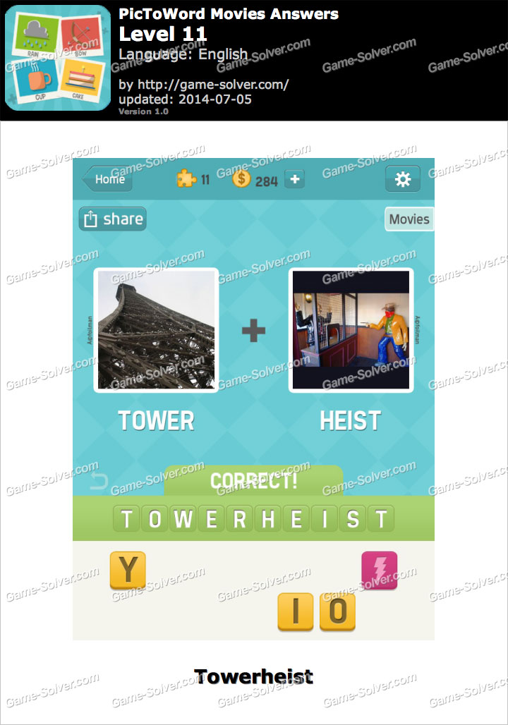 PicToWord Movies Level 11 - Game Solver