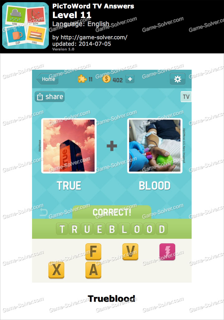 PicToWord TV Level 11 - Game Solver