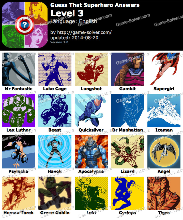 Guess That Superhero Level 3 Game Solver Guess That Superhero Level 3 Game Solver