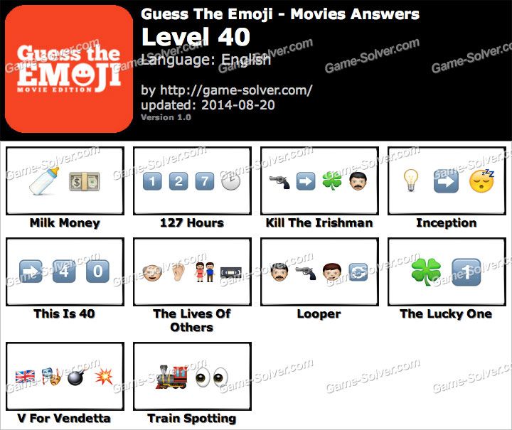 Guess The Emoji Movies Level 40 Game Solver