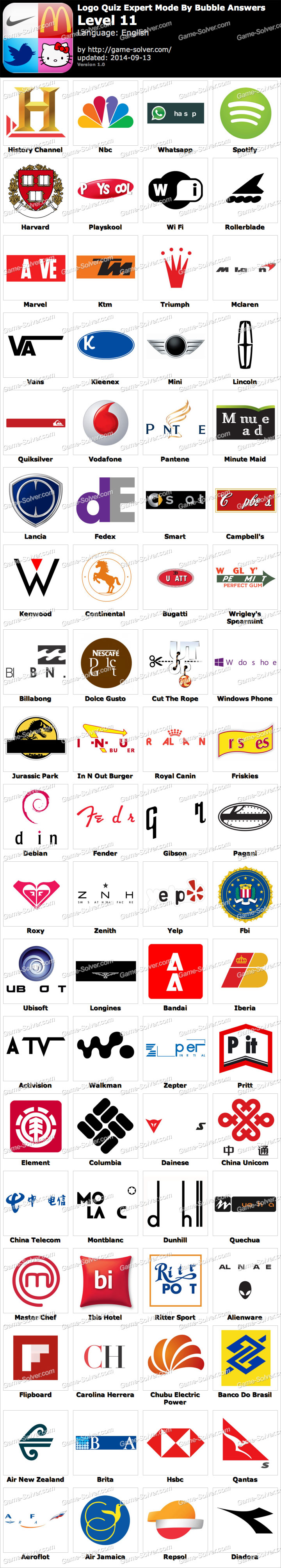 Logo Quiz Expert Mode Bubble Level 11 Game Solver