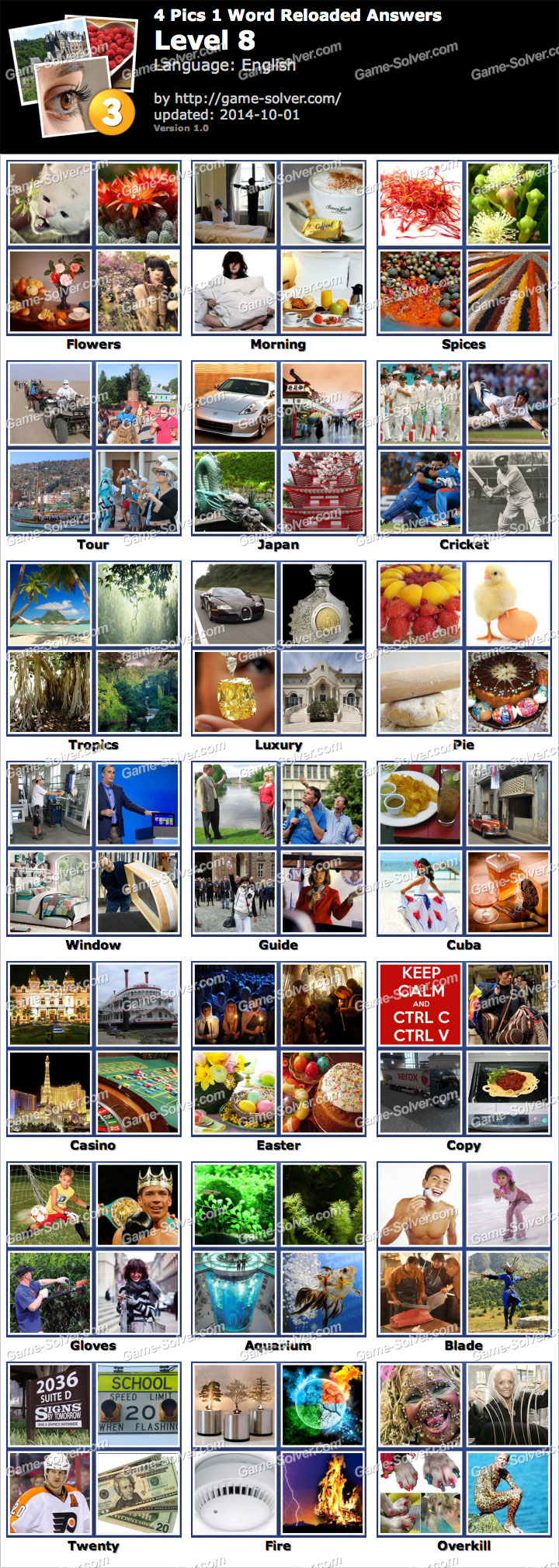 4 Pics 1 Word Reloaded Level 8 • Game Solver