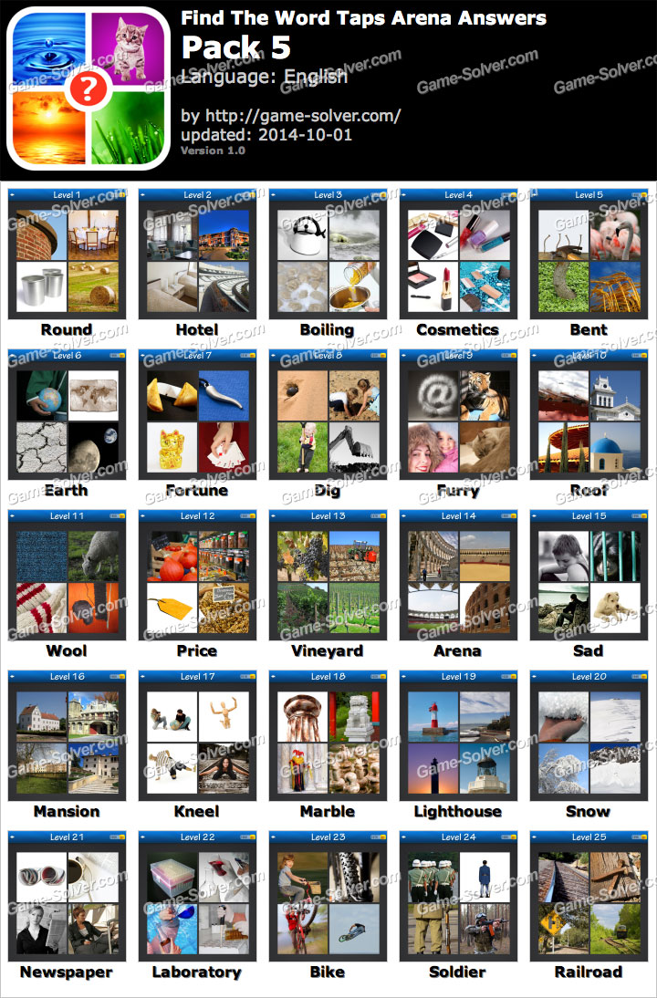 Find The Word Taps Arena Pack 5 • Game Solver