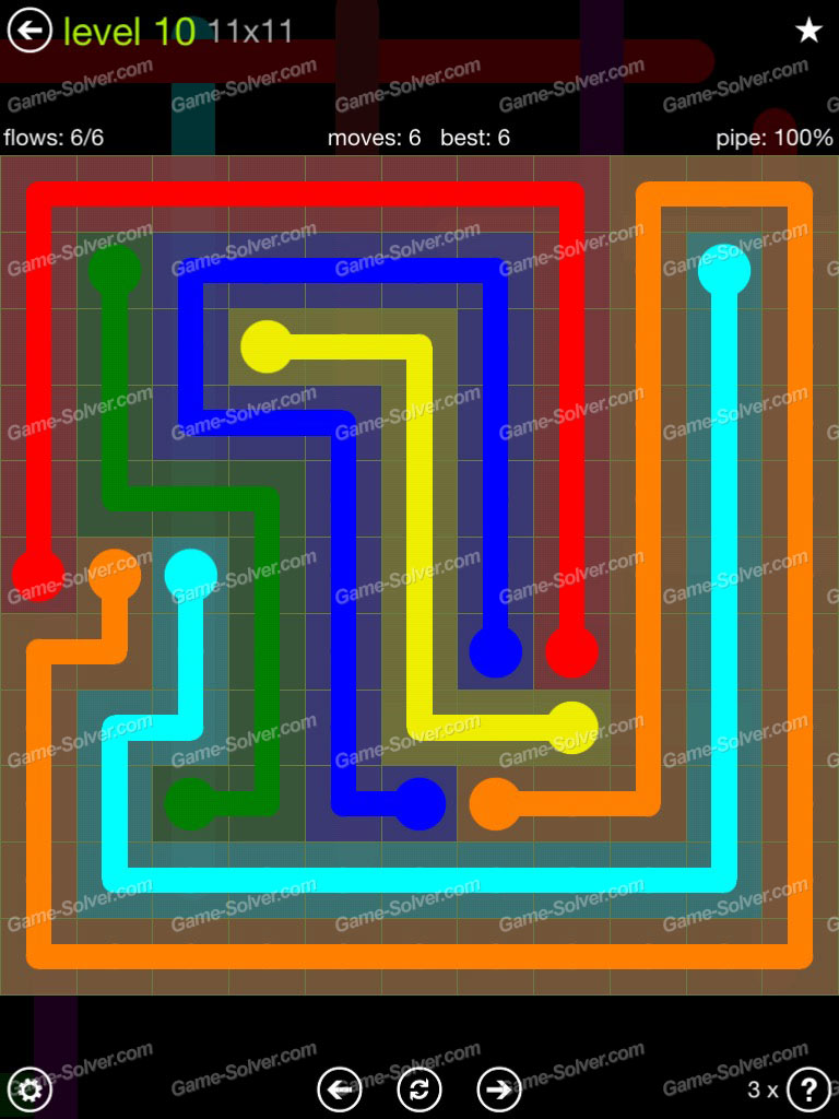 Flow Extreme Pack 11x11 Level 10 Game Solver