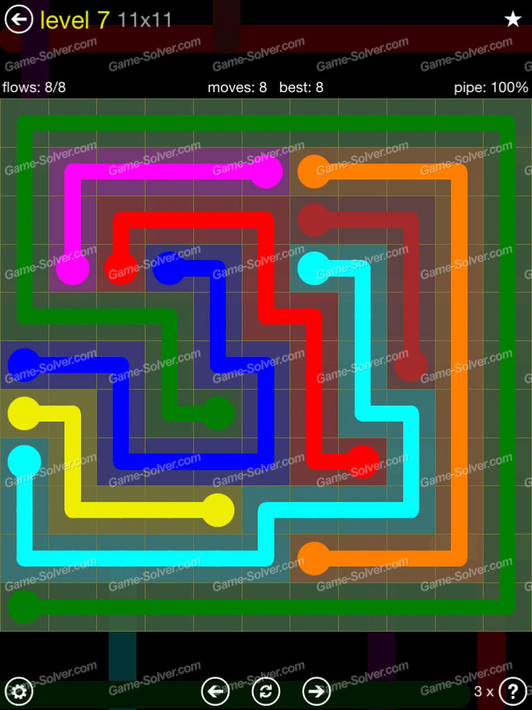Flow Extreme Pack 2 11x11 Level 7 Game Solver