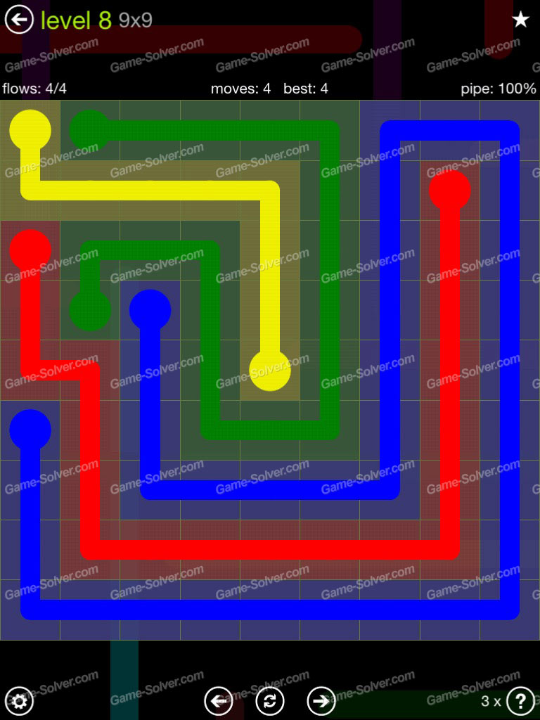 Flow Extreme Pack 9x9 Level 8 Game Solver
