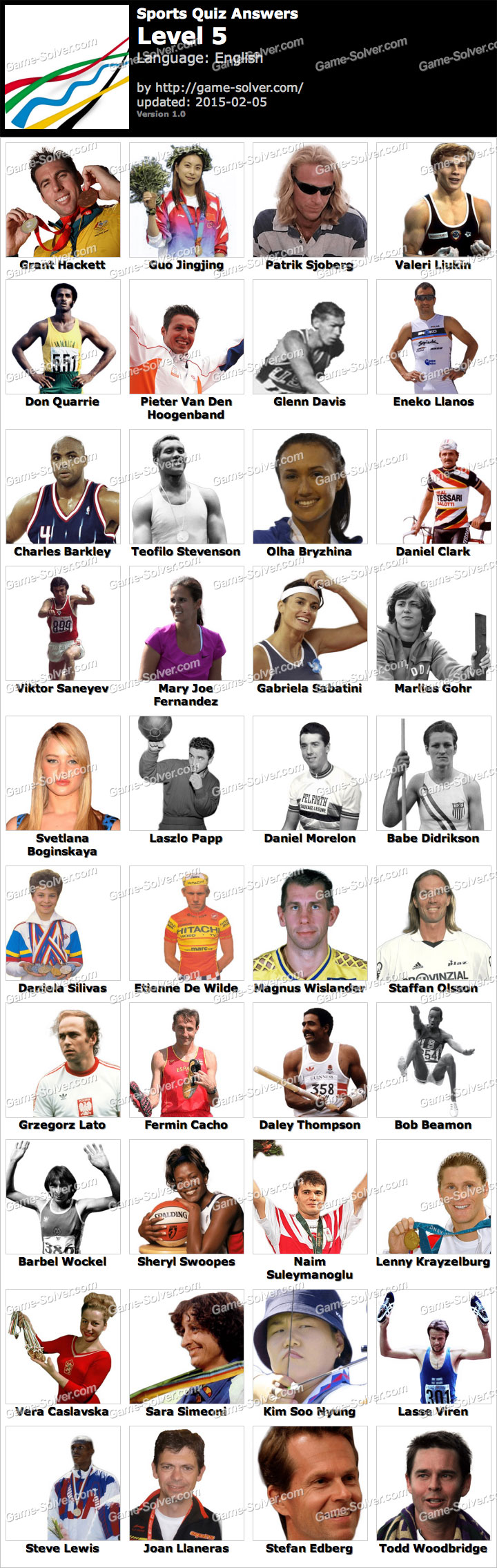 Sports Quiz Level 5 - Game Solver