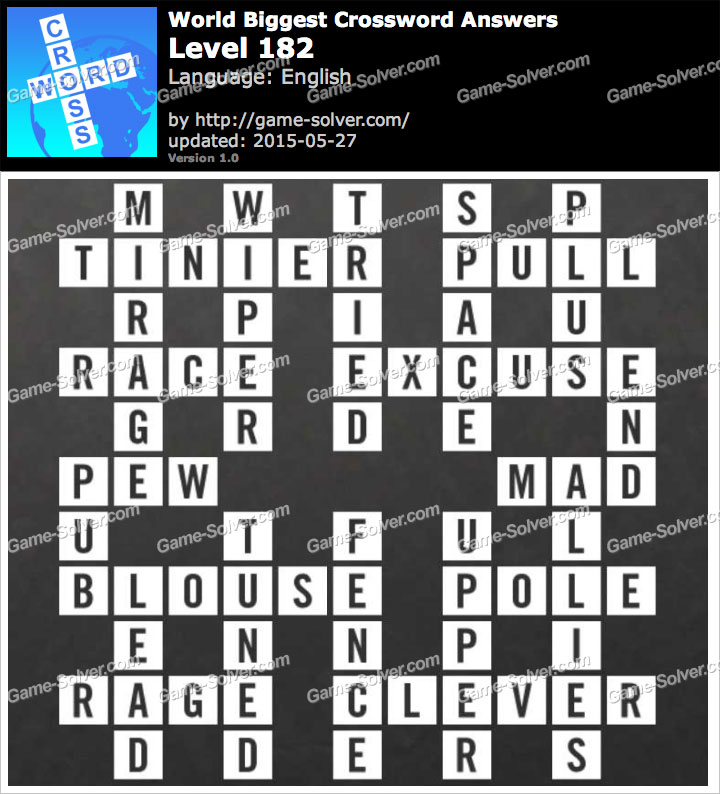 Worlds Biggest Crossword Level 182 - Game Solver