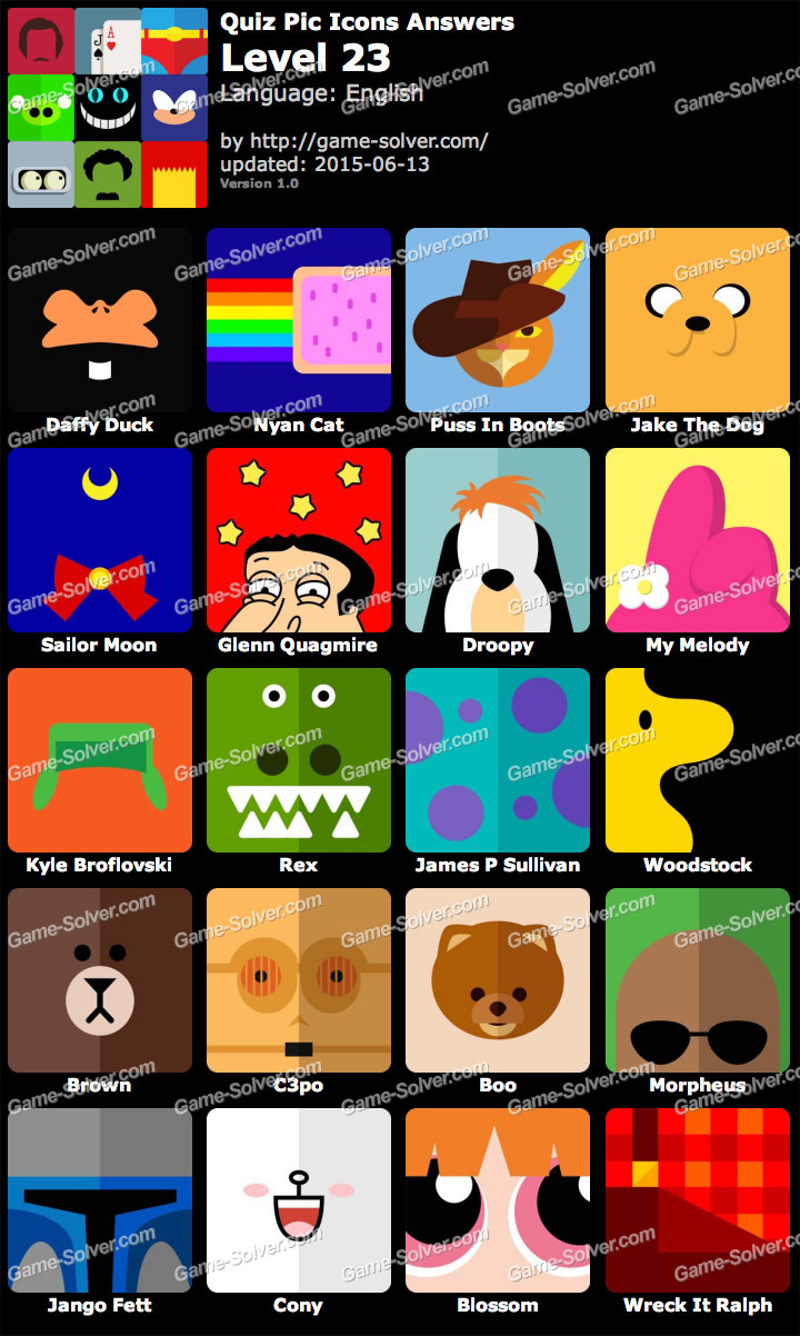Quiz Pic Icons Level 23 Game Solver