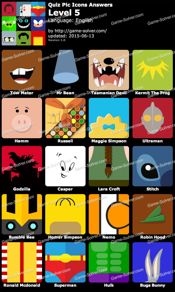 Quiz Pic Icons Level 5 • Game Solver