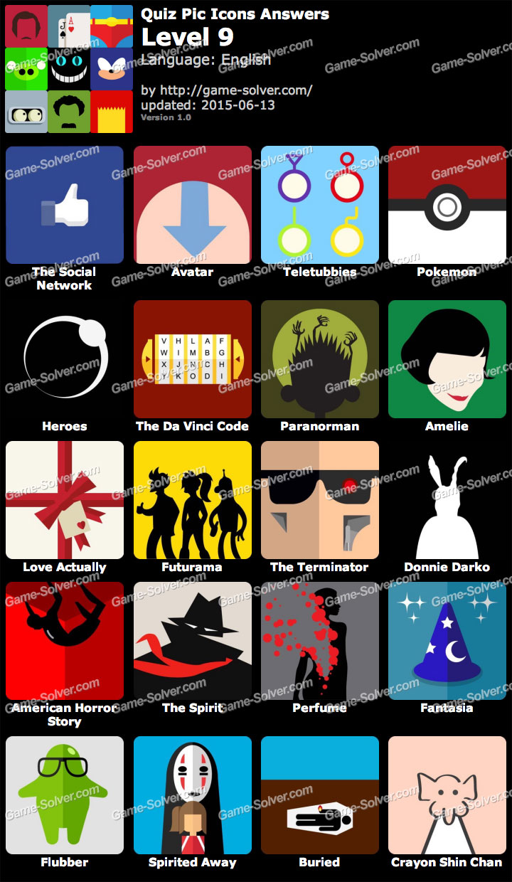 Quiz Pic Icons Level 9 • Game Solver