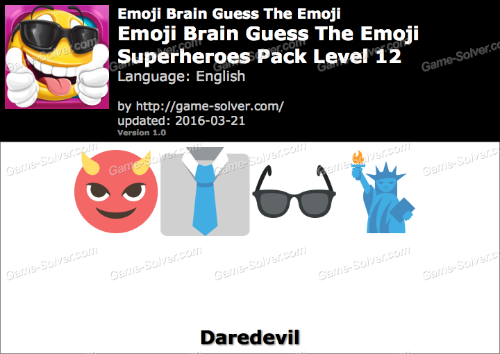 Emoji Brain Guess The Emoji Superheroes Pack Level 12 Answers Game Solver