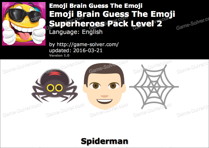 Emoji Brain Guess The Emoji Superheroes Pack Level 2 Answers Game Solver