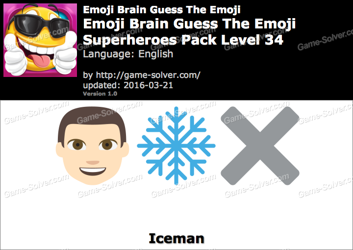 Emoji Brain Guess The Emoji Superheroes Pack Level 34 Answers Game Solver