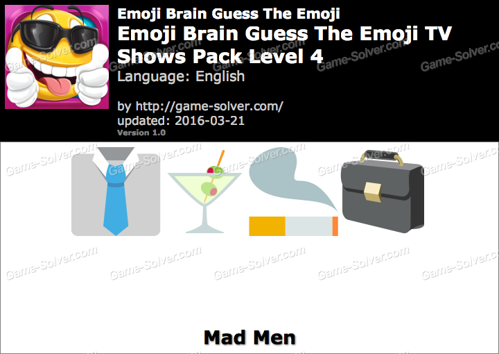 Emoji Brain Guess The Emoji Tv Shows Pack Level 4 Answers Game Solver