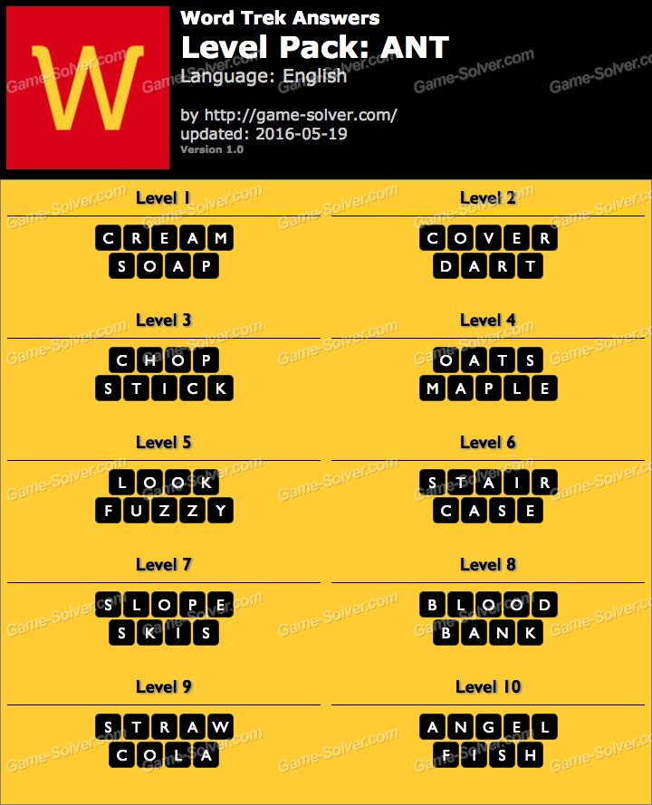 word trek level pack 6 ant answers game solver
