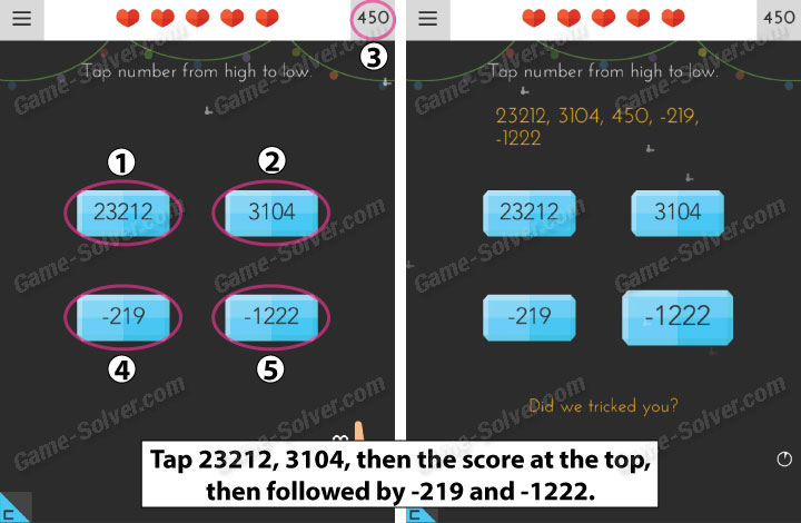 tricky test 2 tap number from high to low