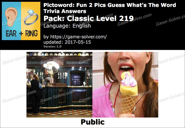 Pictoword Fun 2 Pics Classic Level 219 Answers - Game Solver