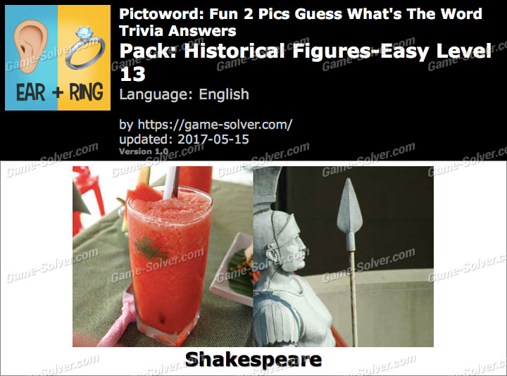 Pictoword Fun 2 Pics Historical Figures-Easy Level 13 Answers ...