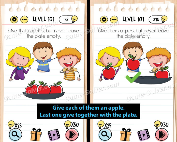 Brain Test Level 101 Give Them Apples But Dont Leave The Plate Empty  Walkthrough - News