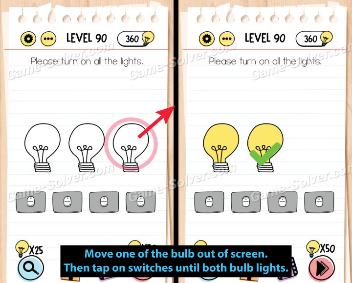 brain test level 90 light bulbs