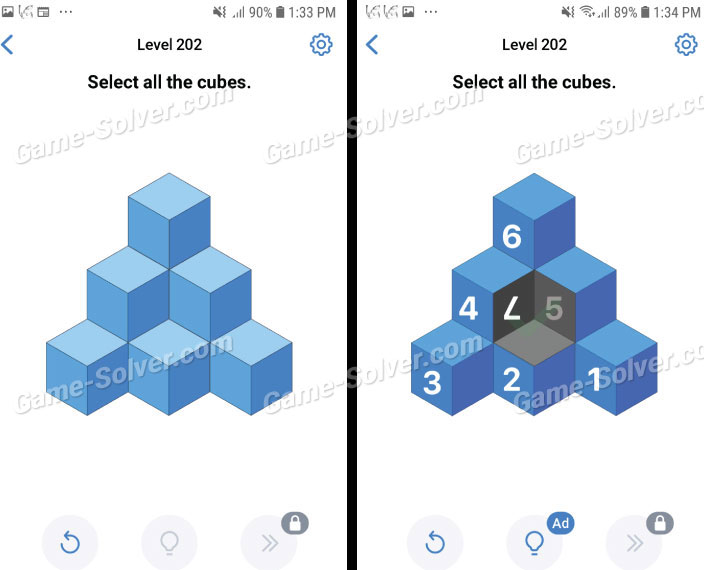 Easy Game Level 202 Select all the cubes • Game Solver