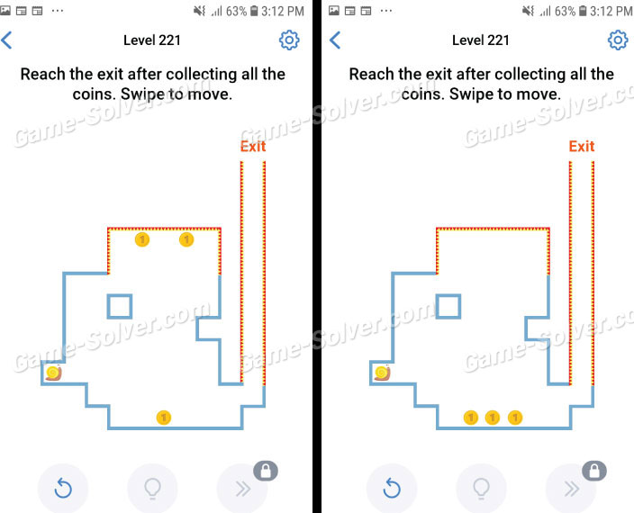 Easy Game Level 221 Reach exit after collecting all the coins • Game Solver