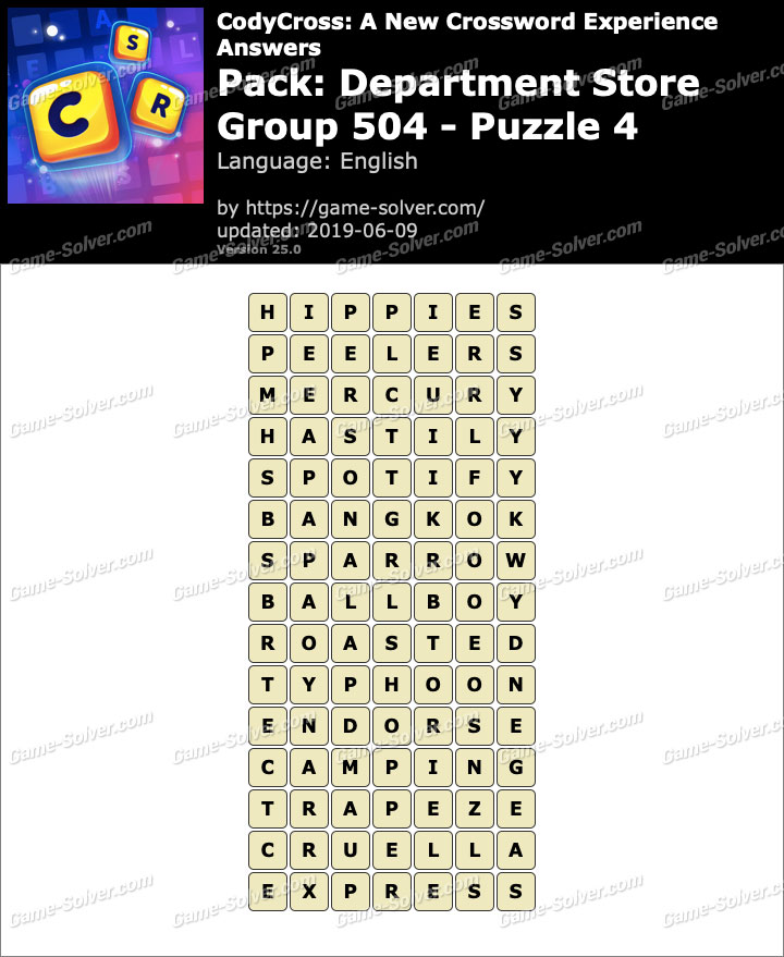 CodyCross Department Store Group 504Puzzle 4 Answers