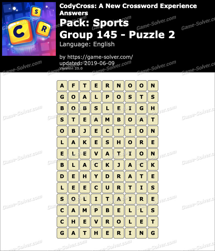 CodyCross Sports Group 145Puzzle 2 Answers